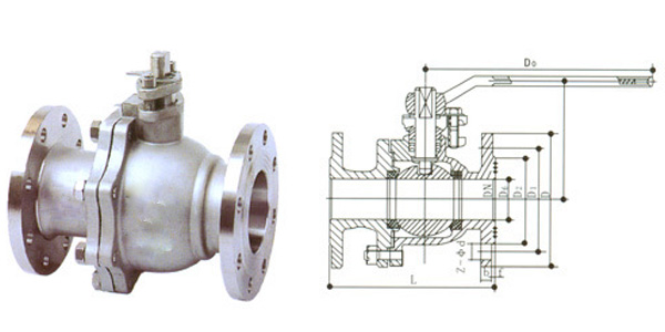 浮動球閥結構(gou)示意圖 浮動球(qiú)閥結構示意圖(tu)
