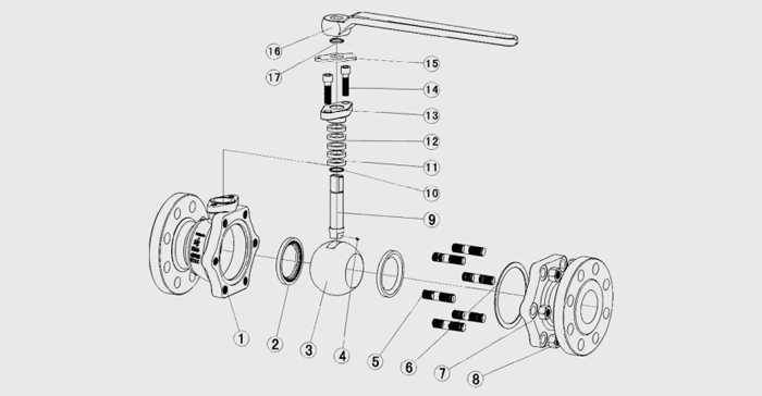 浮(fú)動球閥結構(gòu)圖 浮動球閥(fá)結構圖