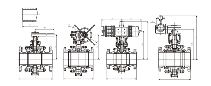 氧氣切斷(duan)球閥結構尺寸圖(tú) 氧氣切斷球閥結(jié)構尺寸圖
