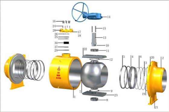 直埋(mai)式全焊接(jiē)球閥拆解(jiě)圖 直埋式(shi)全焊接球(qiu)閥拆解圖(tu)